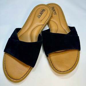 Born Gudena Black Suede Slide Sandals Size 6M